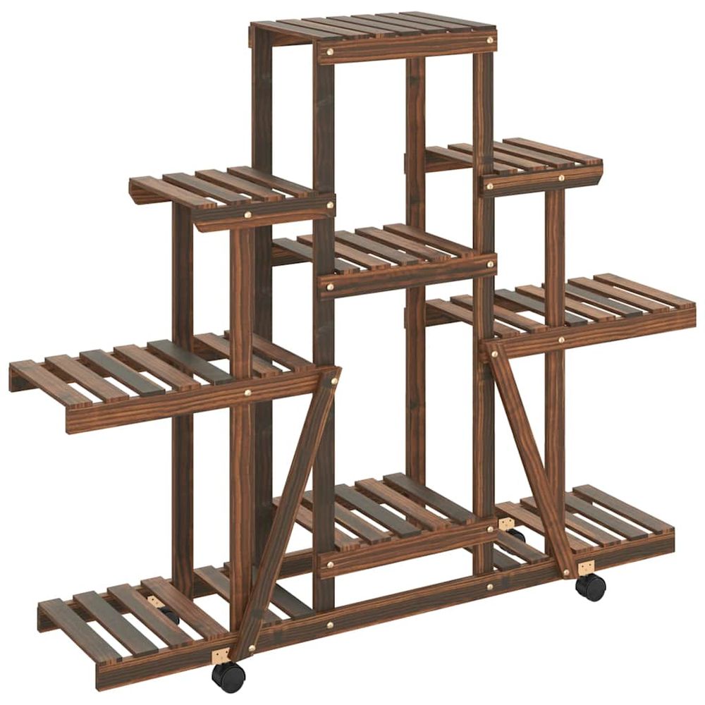Support à fleurs avec roues 110x25x101 cm bois massif de sapin