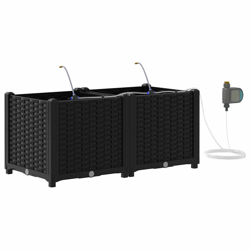 Cache-pot de jardin 2 pcs noir acier