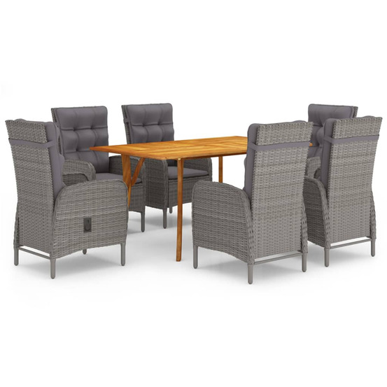 Ensemble à manger de jardin 7 pcs gris