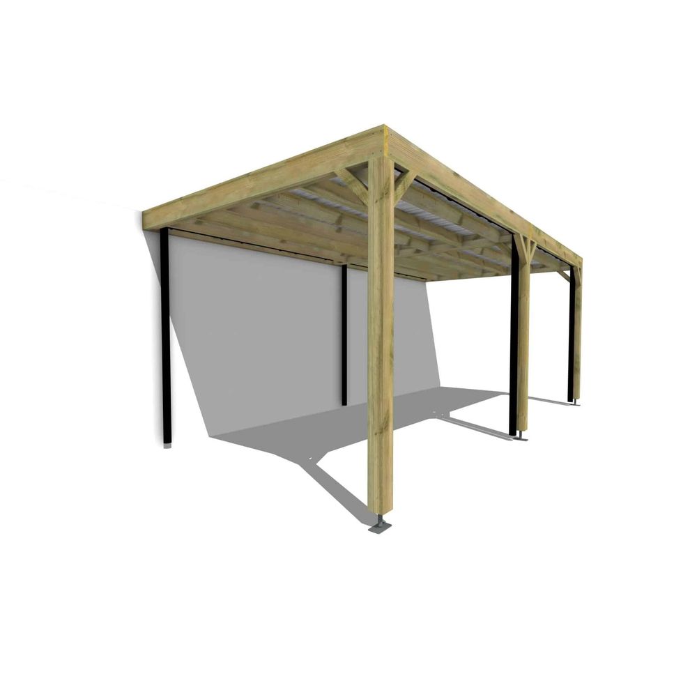Carport bois • 6m x 3m • adossée • sens largeur • livraison comprise