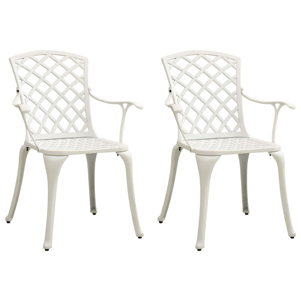 Chaises de jardin lot de 2 aluminium coulé blanc