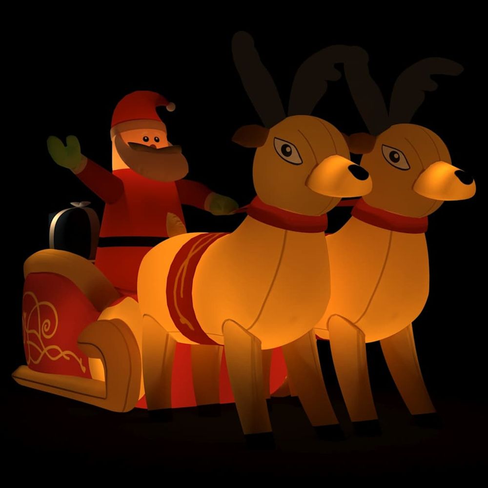 Décoration gonflable de père noël et renne avec led 130 cm