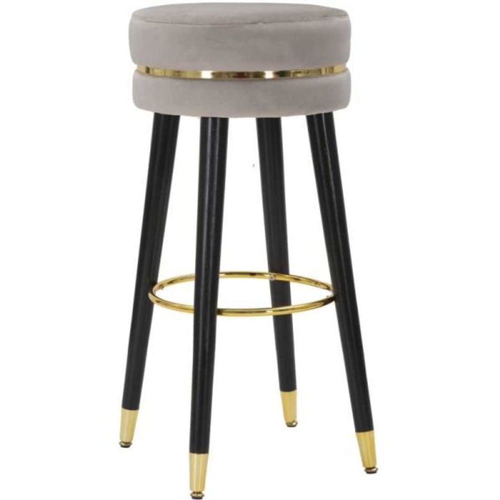 Tabouret de bar en tissu et métal paris 35 x 74 cm argent - noir et doré