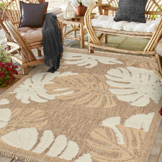 Tapis extérieur 120x170 tissé kilim maron et gris zephyr 1