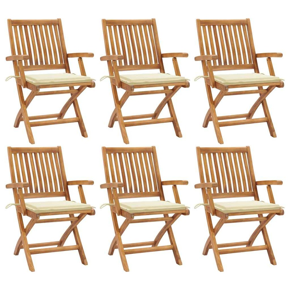 Chaises pliables de jardin avec coussins lot de 6 bois de teck