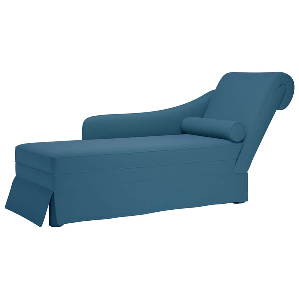 Fauteuil long avec traversin et accoudoir droit bleu velours