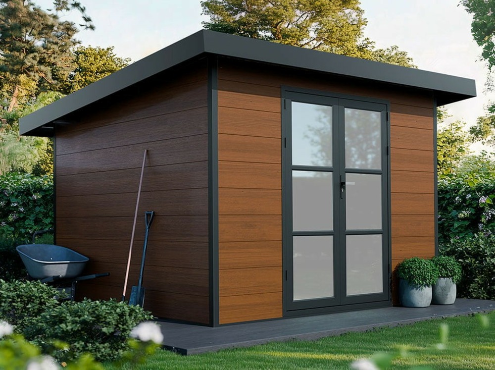 Abri de jardin composite alma - 9m2 brun - cabane de jardin