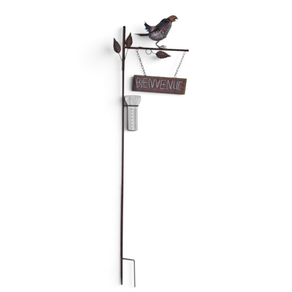 Pluviomètre oiseau bienvenue 37x15x136cm