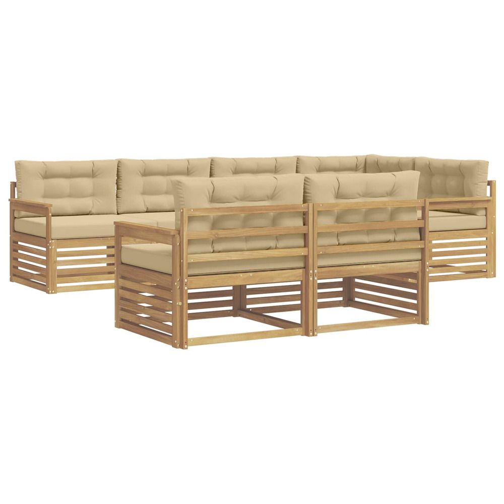 Ensemble de canapés d'extérieur 7 pc blanc et beige polyester