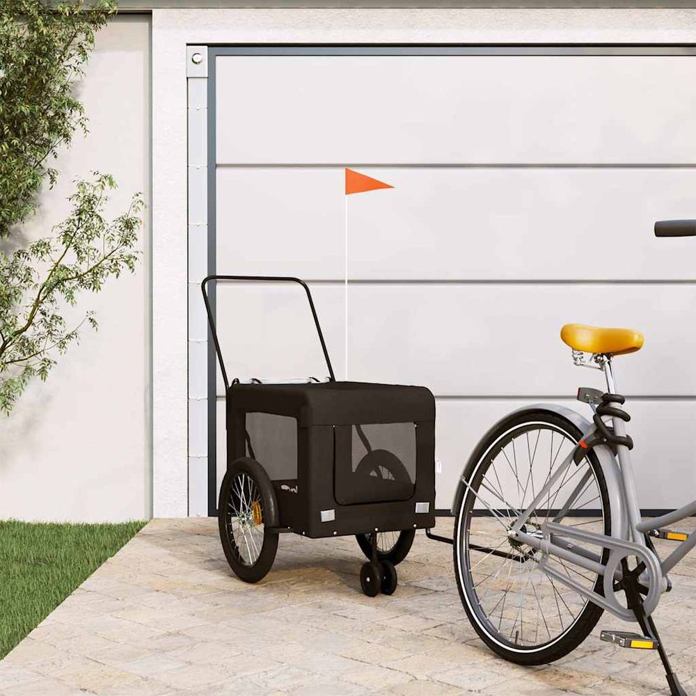 Remorque vélo et poussette pour chien 45kg transport sécurisé pliable noir