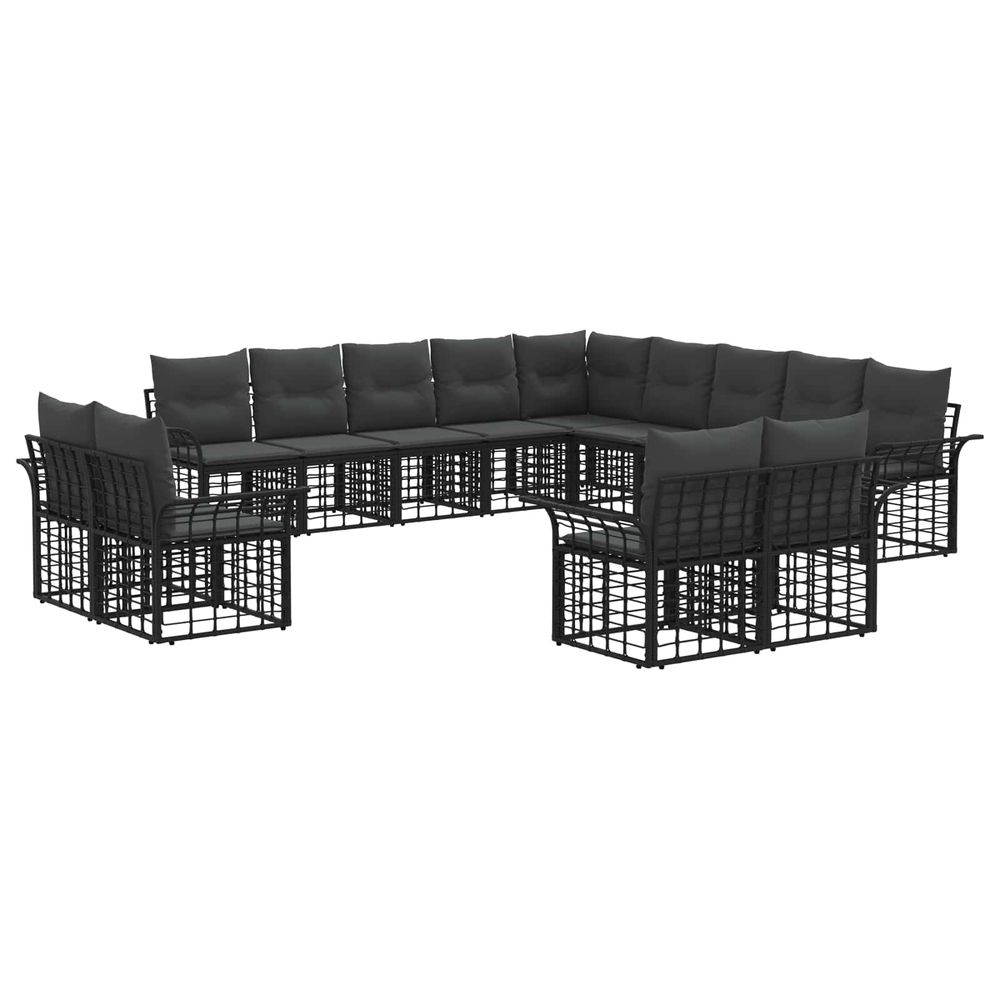 Ensemble de canapés d'extérieur 13 pc noir et gris foncé