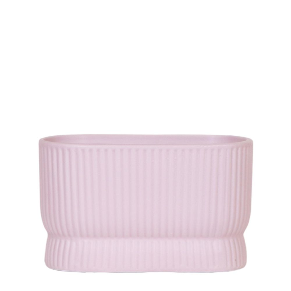 Cache-pot céramique bicolore - design graphique moderne - rose
