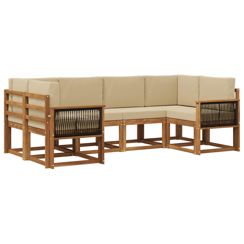 Ensemble de canapés d'extérieur 6 pcs naturel et beige