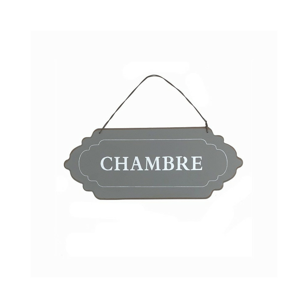 Plaque de porte décorative vintage chambre fer gris 12x7cm