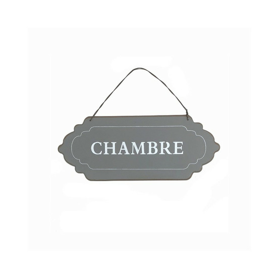 Plaque de porte décorative vintage chambre fer gris 12x7cm