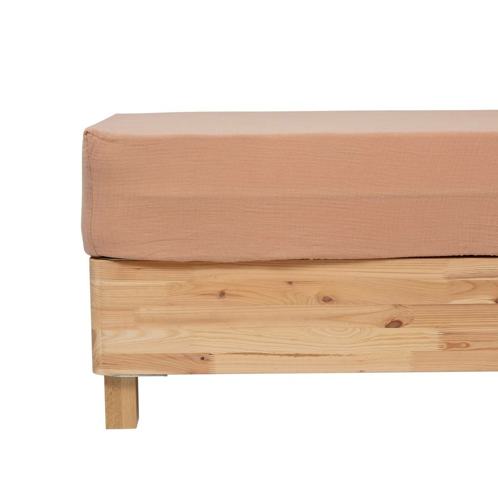 Drap housse flora gaze de coton rose 160x200cm