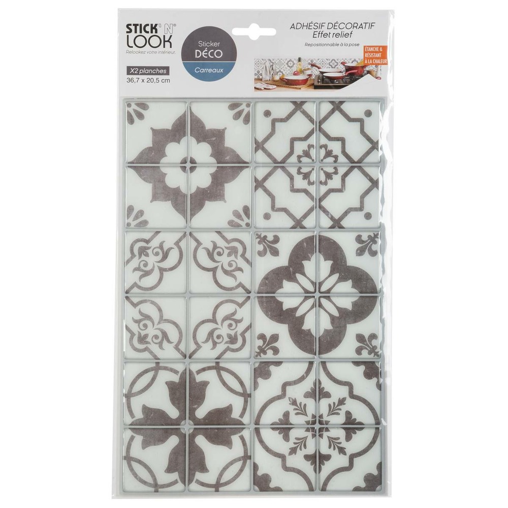 Lot de 2 stickers carrelages carrelages gris