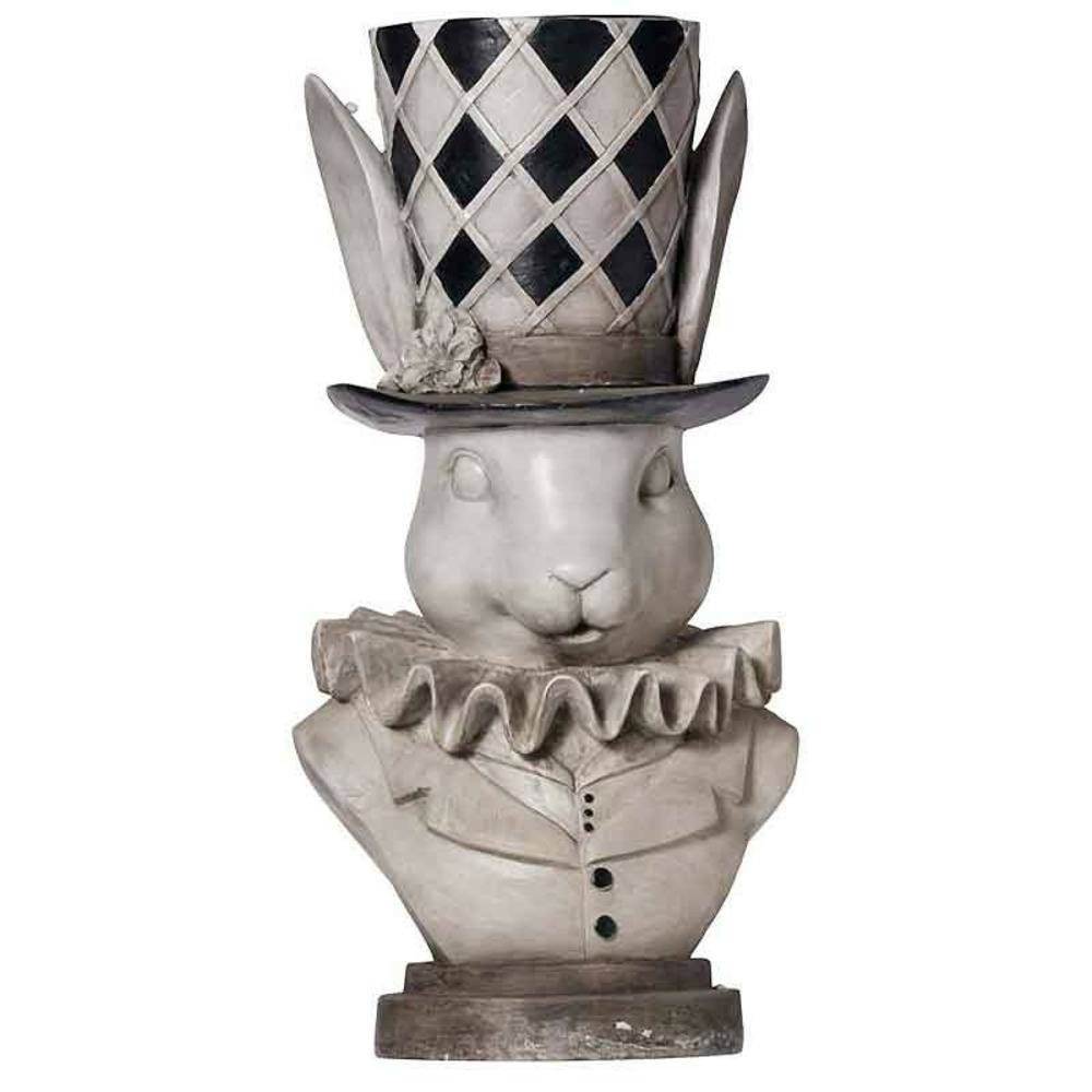 Jardinière buste lapin résine 22x21x46cm