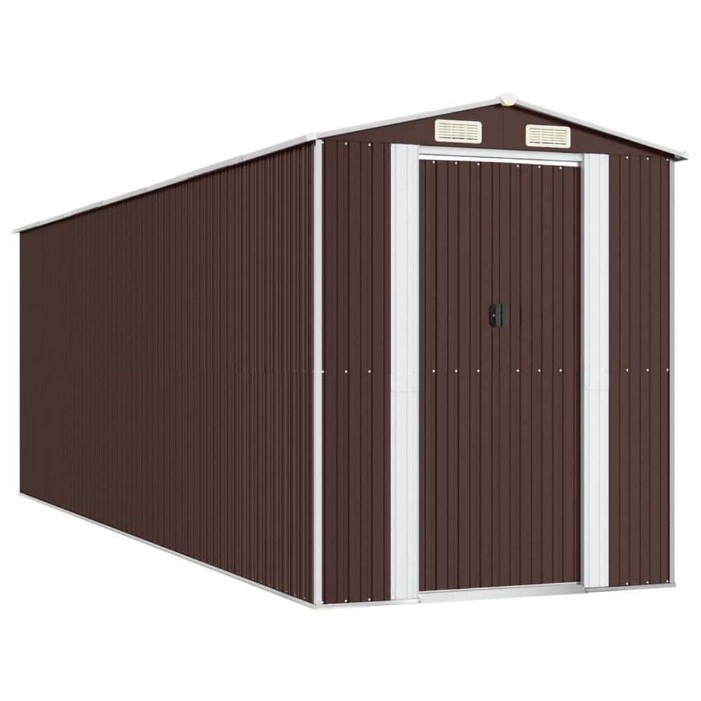 Abri de jardin marron foncé 192x606x223 cm métal galvanisé