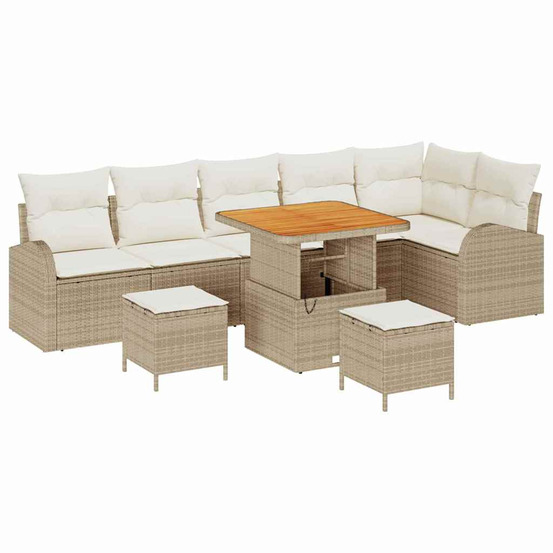 Ensemble de canapé de jardin 9 pcs beige poly rotin