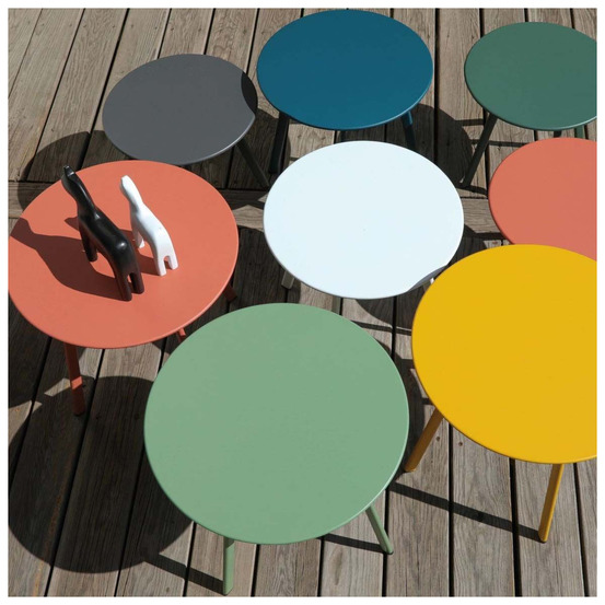 Table basse de jardin en acier massai 40 cm blanc