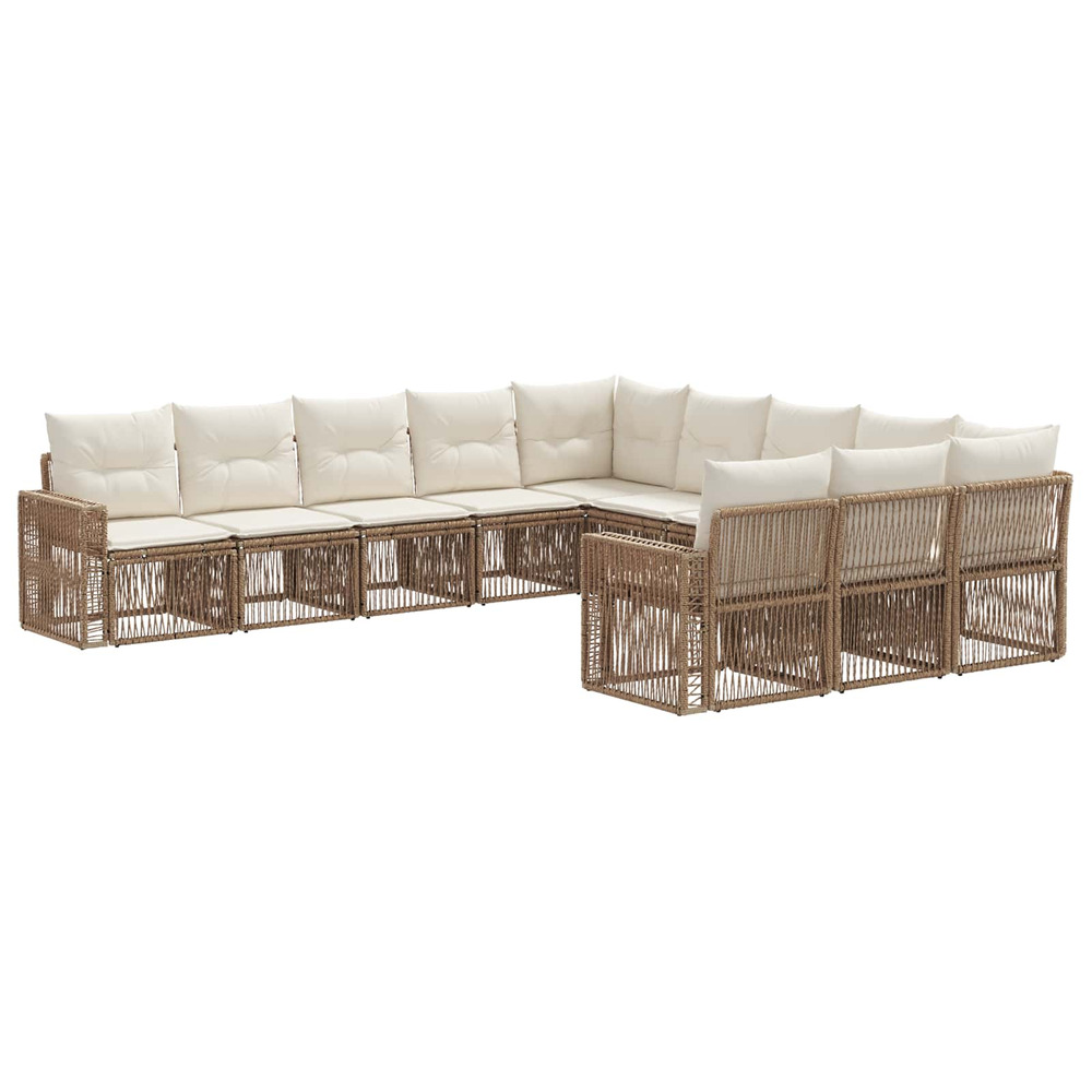 Ensemble de canapé de jardin 11 pcs beige et blanc crème