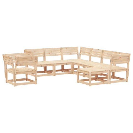 Salon de jardin 8 pcs bois de pin massif