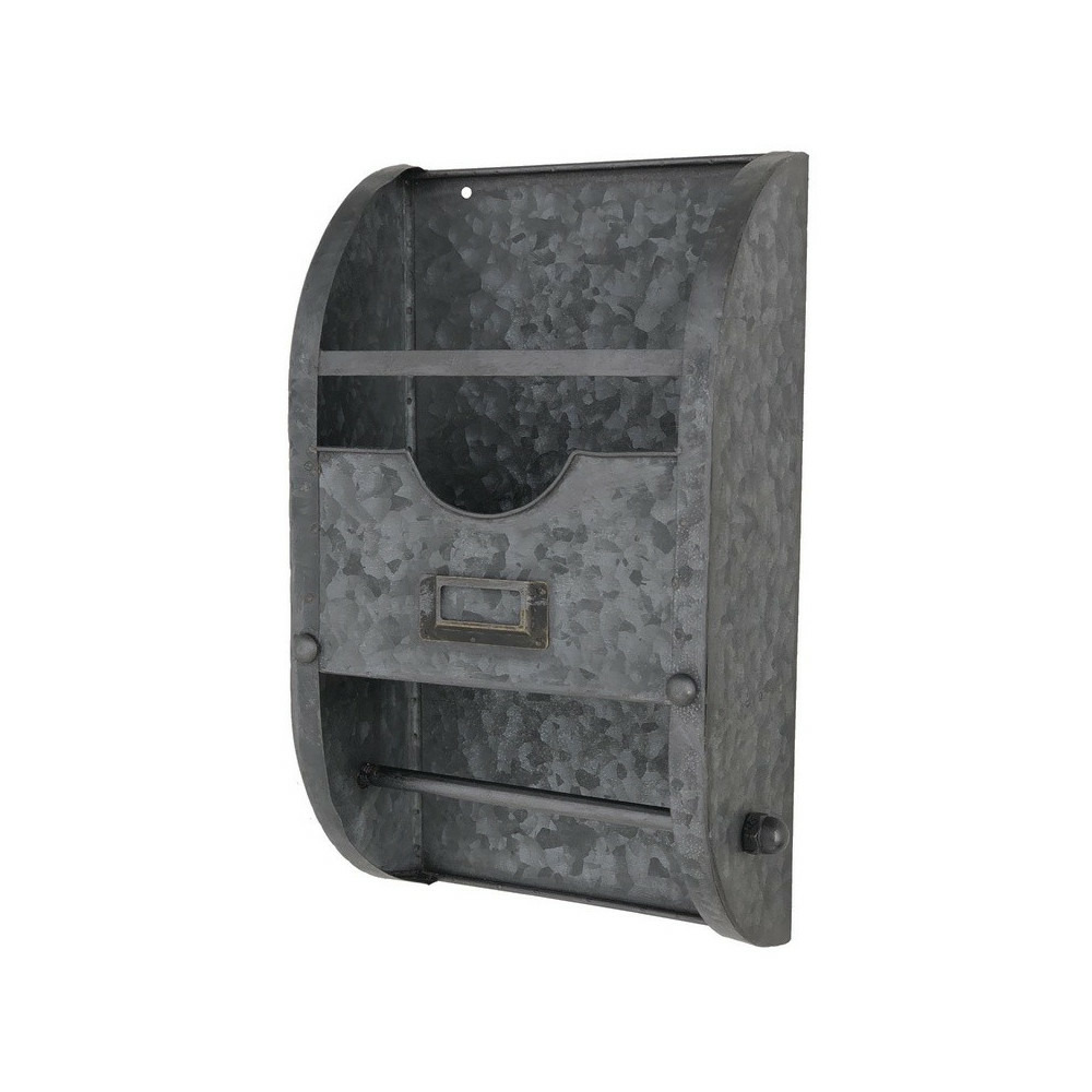 Etagère murale avec dérouleur en métal gris 35 x 20 x 10 cm