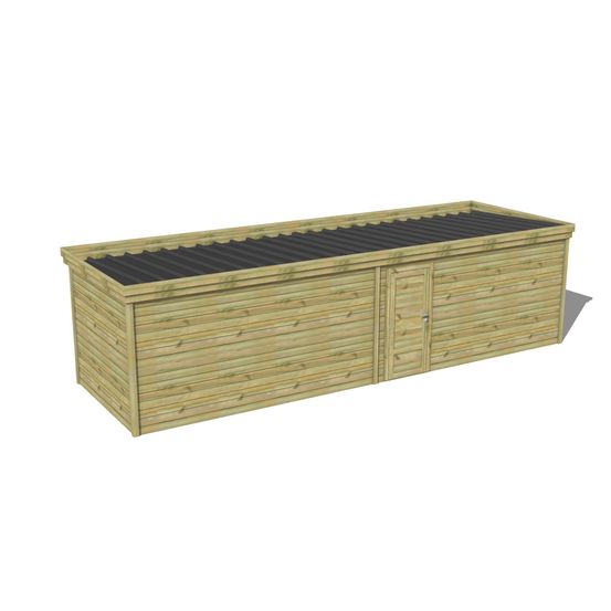 Abri de jardin bois pin traité autoclave 27mm - 8,595x2,64m / 23m2 - bac acier - abri français