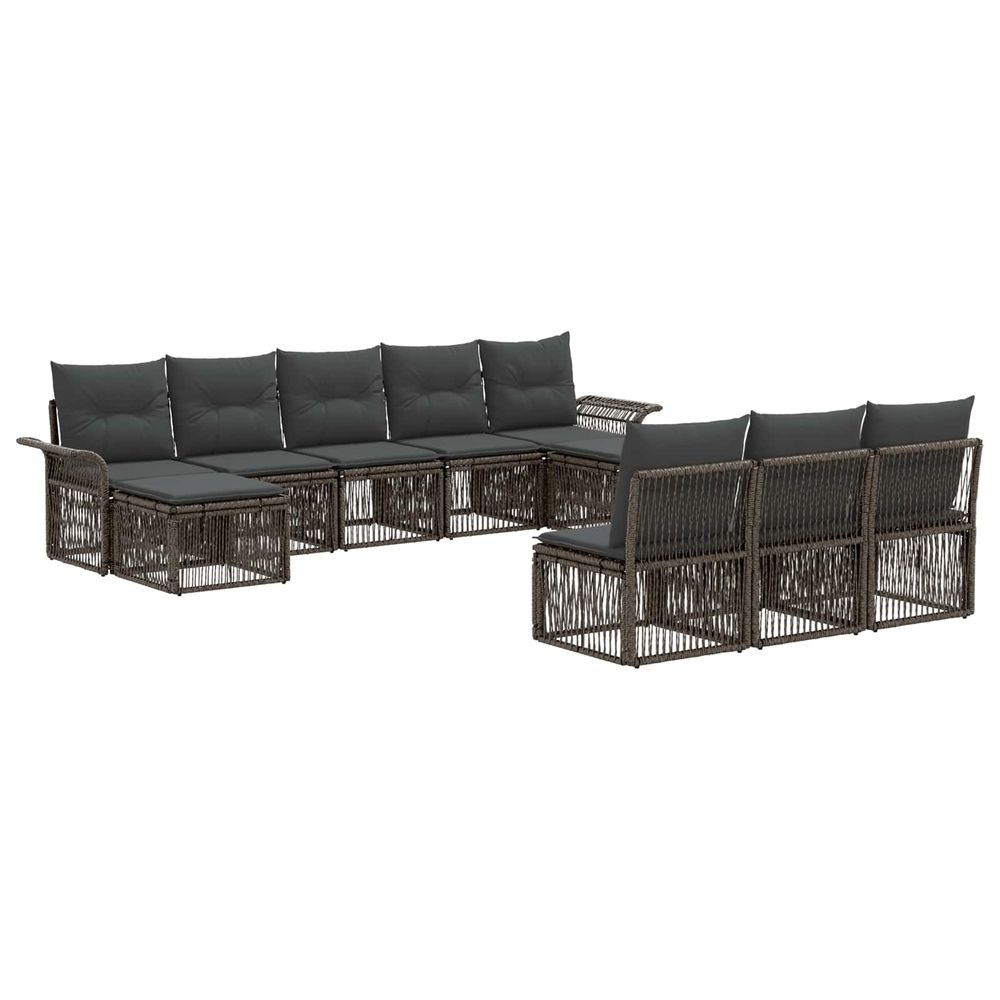 Ensemble de canapé de jardin 10 pc gris polyrotin