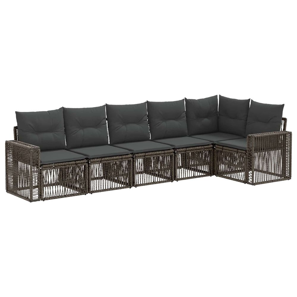 Ensemble de canapé de jardin 6 pc gris et gris foncé polyrotin