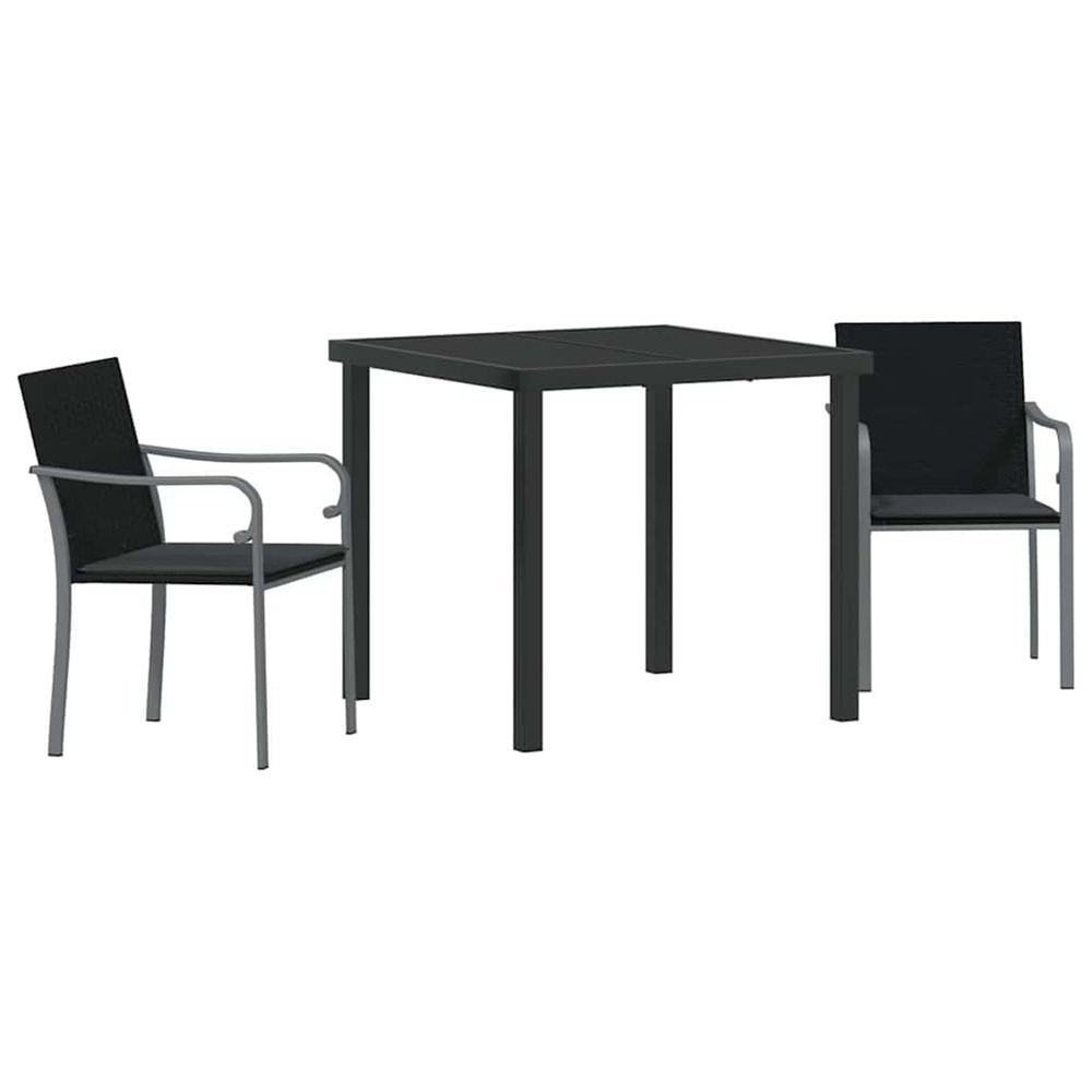 Ensemble de salle à manger pour jardin 3 pcs noir et gris