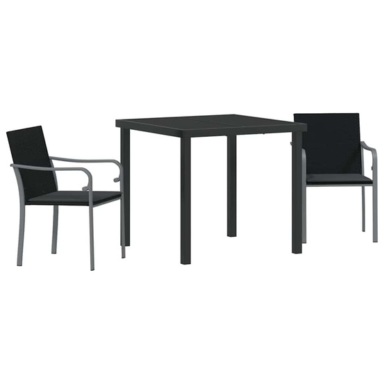 Ensemble de salle à manger pour jardin 3 pcs noir et gris
