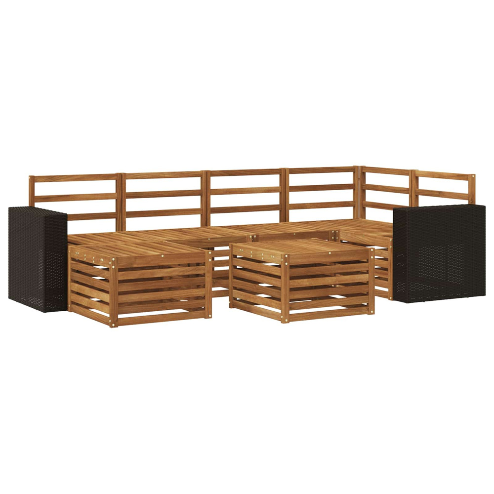 Ensemble de canapé d'angle 7 pcs naturel bois d'acacia massif