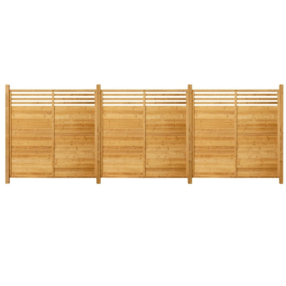 Home deluxe - clôture en bois soma - bois d'épicéa, 3 éléments + 4 poteaux - largeur : env. 590 cm, accessoires inclus i protection