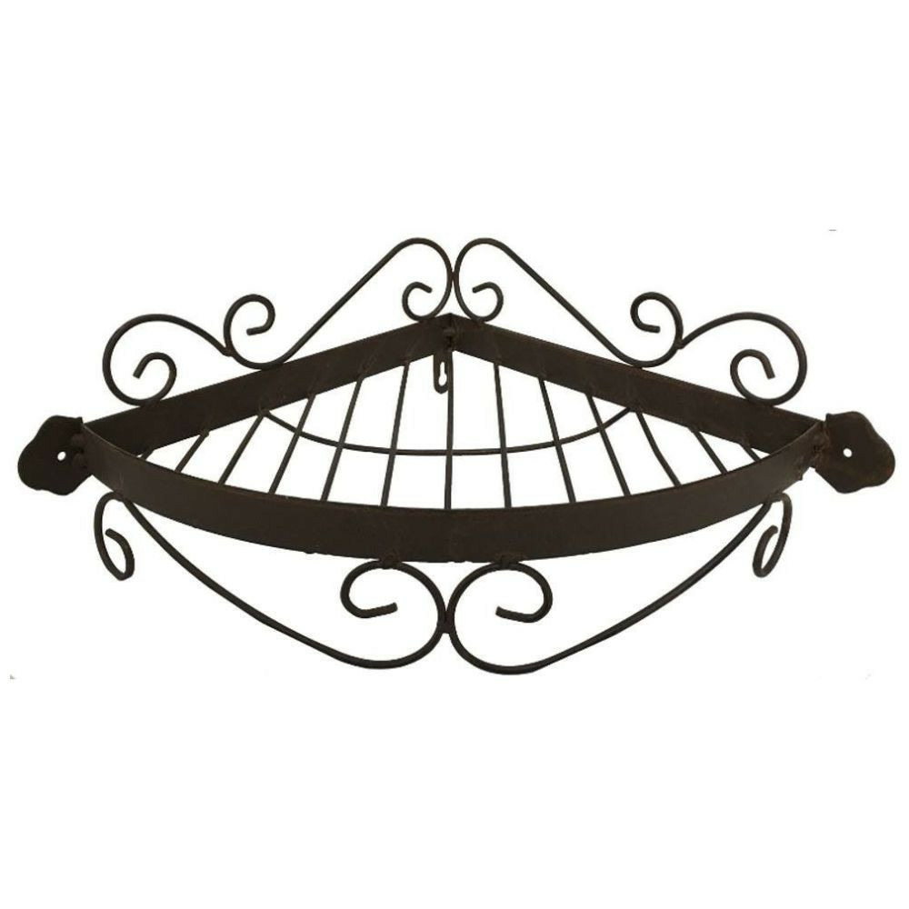 Étagère d'angle murale en métal marron 38 x 27 x 12cm