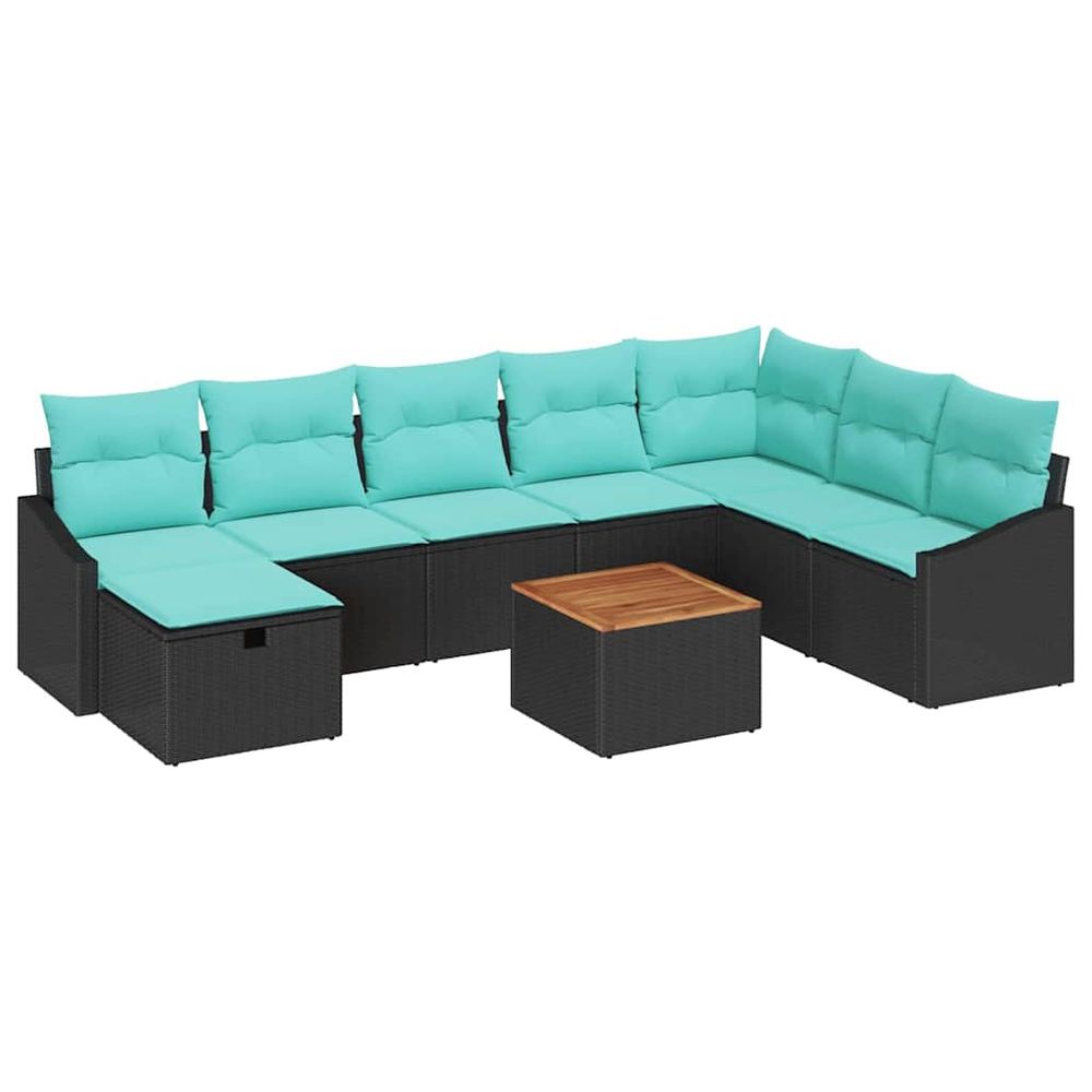 Ensemble de canapé de jardin 9 pc noir polyrotin