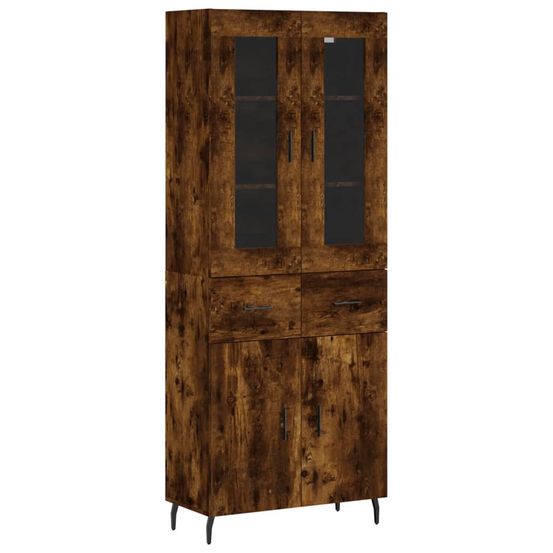 Buffet bahut commode armoire meuble de rangement organisateur cuisine salle de séjour salon haut 69,5 x 34 x 180 cm bois d'in