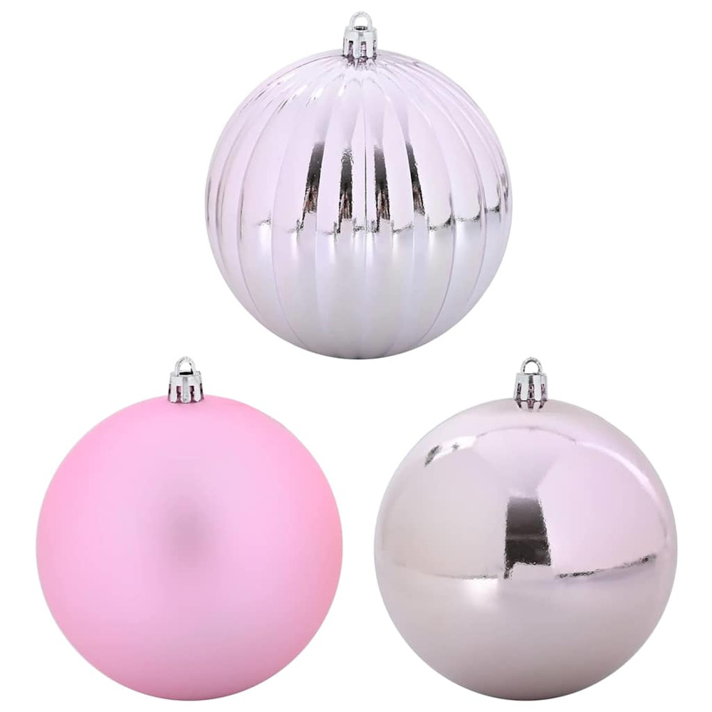 Ensemble de boules de noël 15 pcs rose plastique