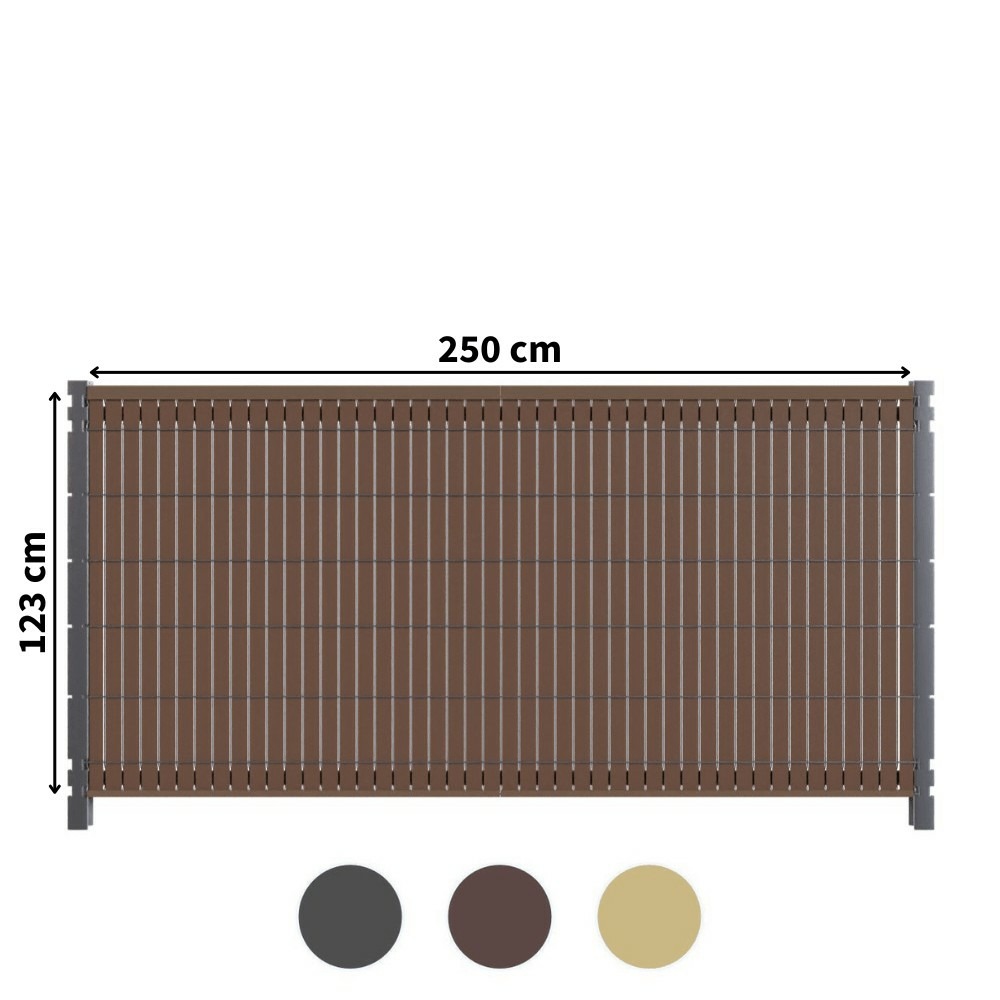 Kit occultation composite - l2,5 x h1,23m - couleur : brun - haute resistance - occultant pour grillage rigide