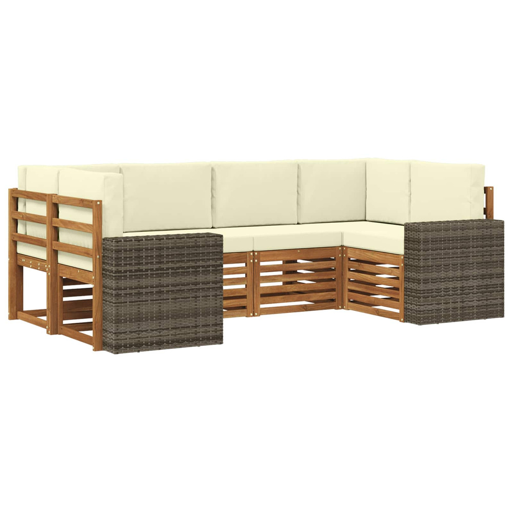 Ensemble de canapé d'angle 6 pcs naturel et crème polyester