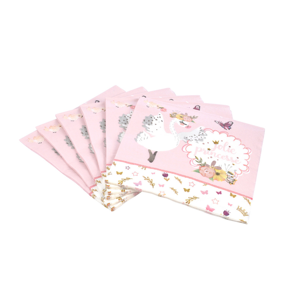 Lot de 20 serviettes en papier princesse cygne
