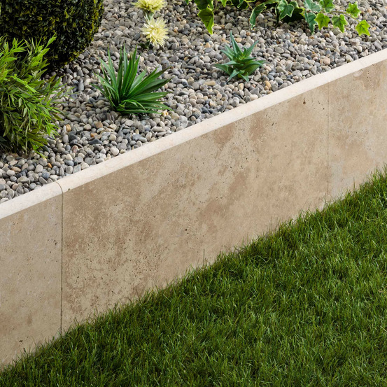 Bordure de jardin travertin beige nuancé 61x33x3 cm (à l'unité) - ro'ma nature