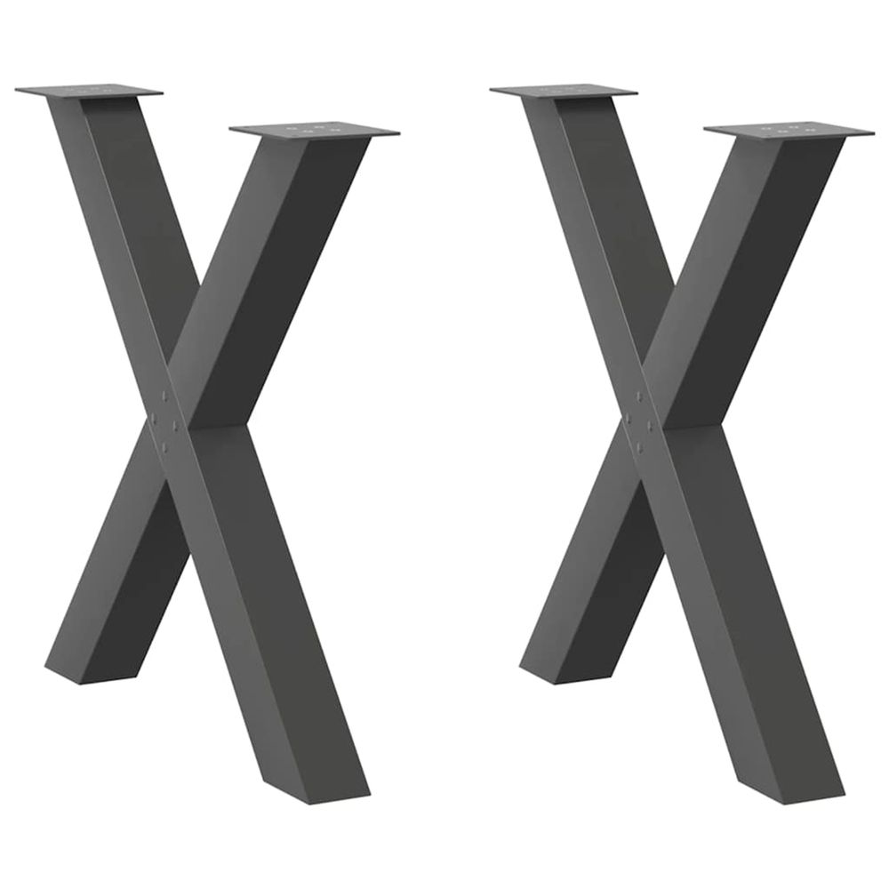 Pieds de table à manger en forme de x 2 pièces anthracite 70 x (72-73) cm acier