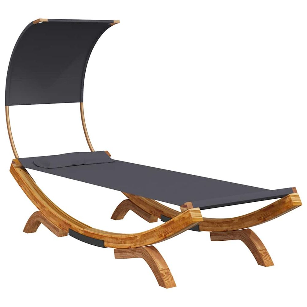 Lit repos et auvent 100x200x126 cm bois courbé anthracite