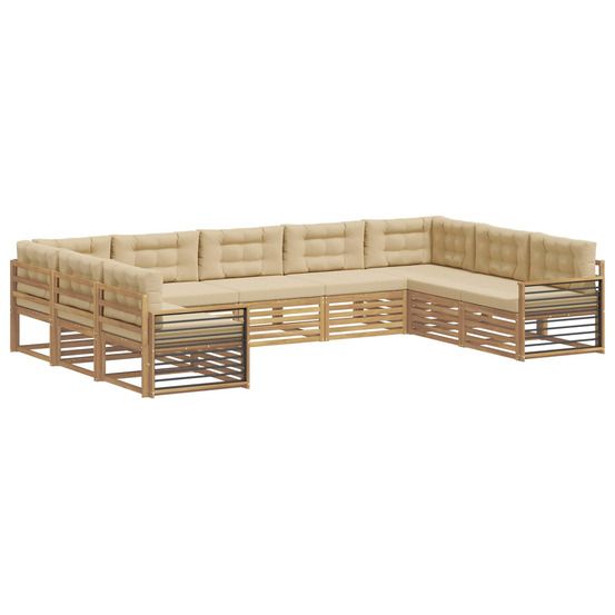 Ensemble de canapés d'extérieur 9 pc blanc et beige