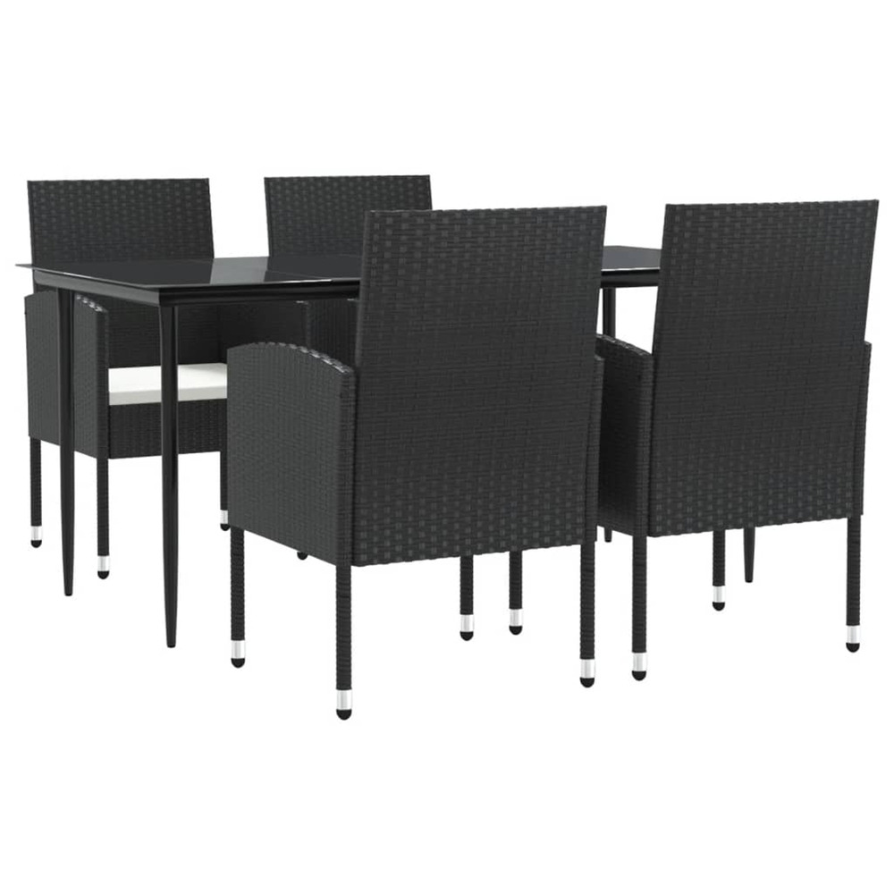 Ensemble à manger de jardin 5 pcs noir résine tressée et acier