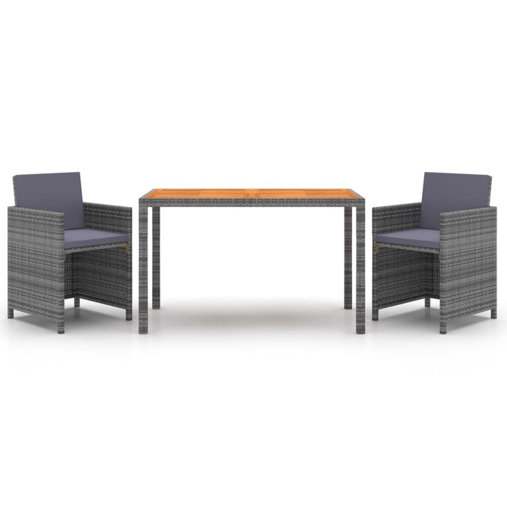 Ensemble à manger de jardin coussins 3pcs résine tressée gris