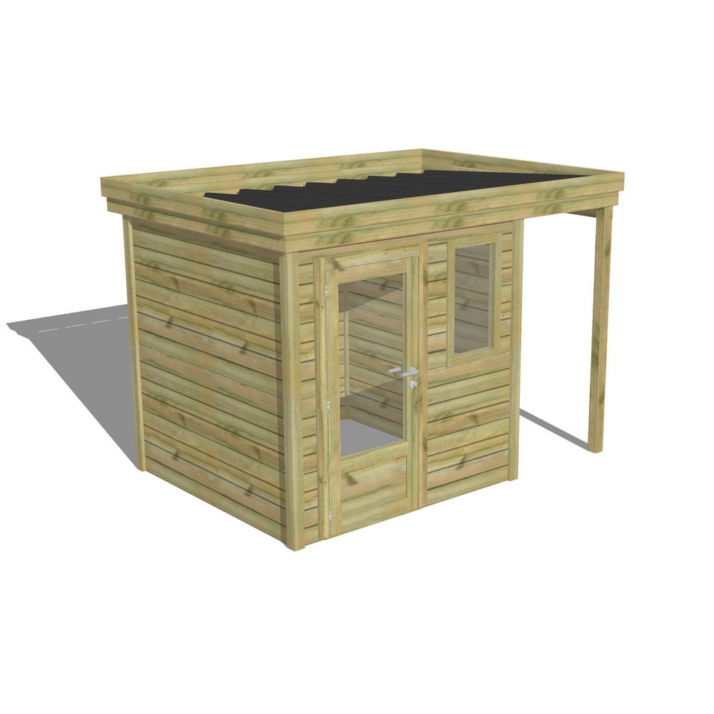 Abri de jardin bois pin traité autoclave 27mm - 3,14x2,14m / 7m2 - bac acier - abri français