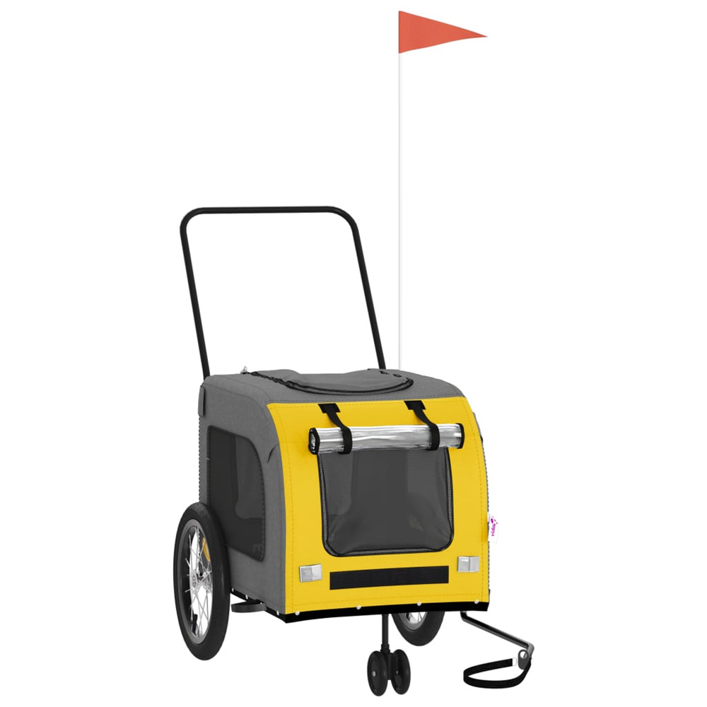 Remorque de vélo pour animaux de compagnie jaune et gris